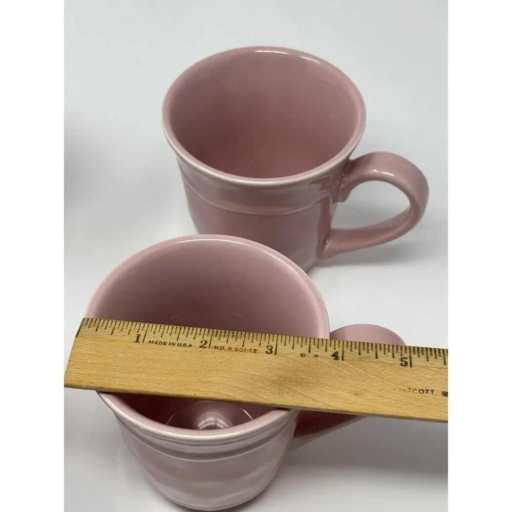 Pottery Barn Cambria Handcrafted Stoneware Mugs Rose Color Set Of 4